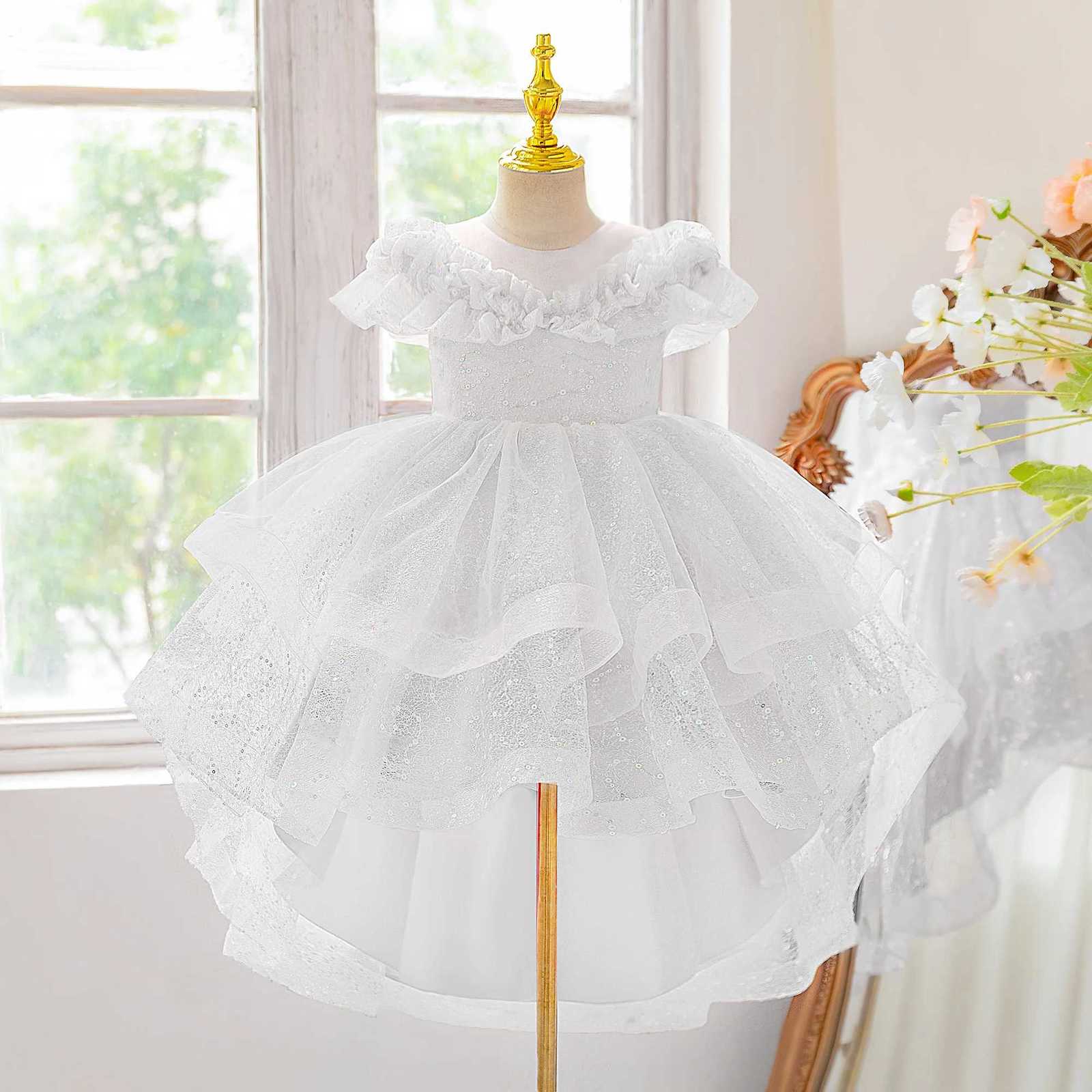 Girls dress high-end elegant dress with lace embroidery design suitable for piano and wedding flower girl Z250904