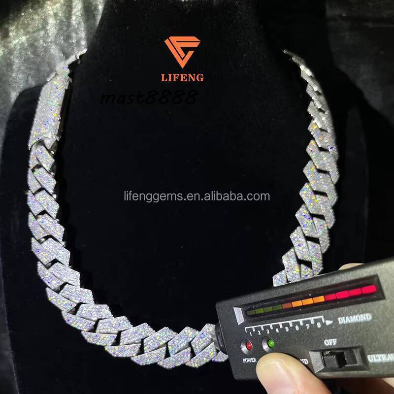 Pass Diamond Test Cuban Link Chain 20mm 4 Rows with GRA VVS Moissanite Necklace 925 Silver for Rapper HipHop Jewelry Men