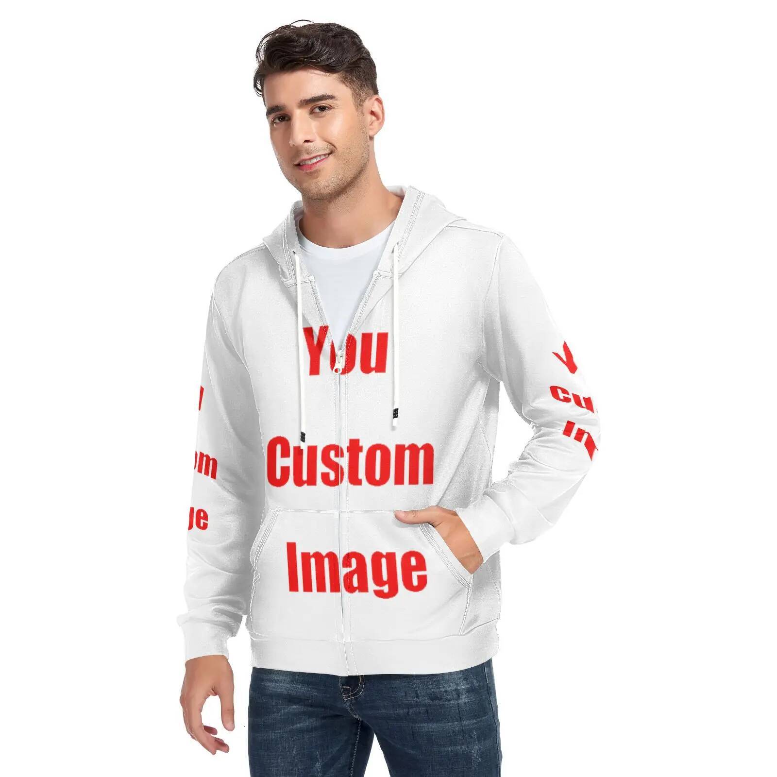 2025 New Autumn Winter Streetwear Customize Print Zipper Sweatshirt Hoodies Men Hip Hop Hoody Fashion Top Pullover