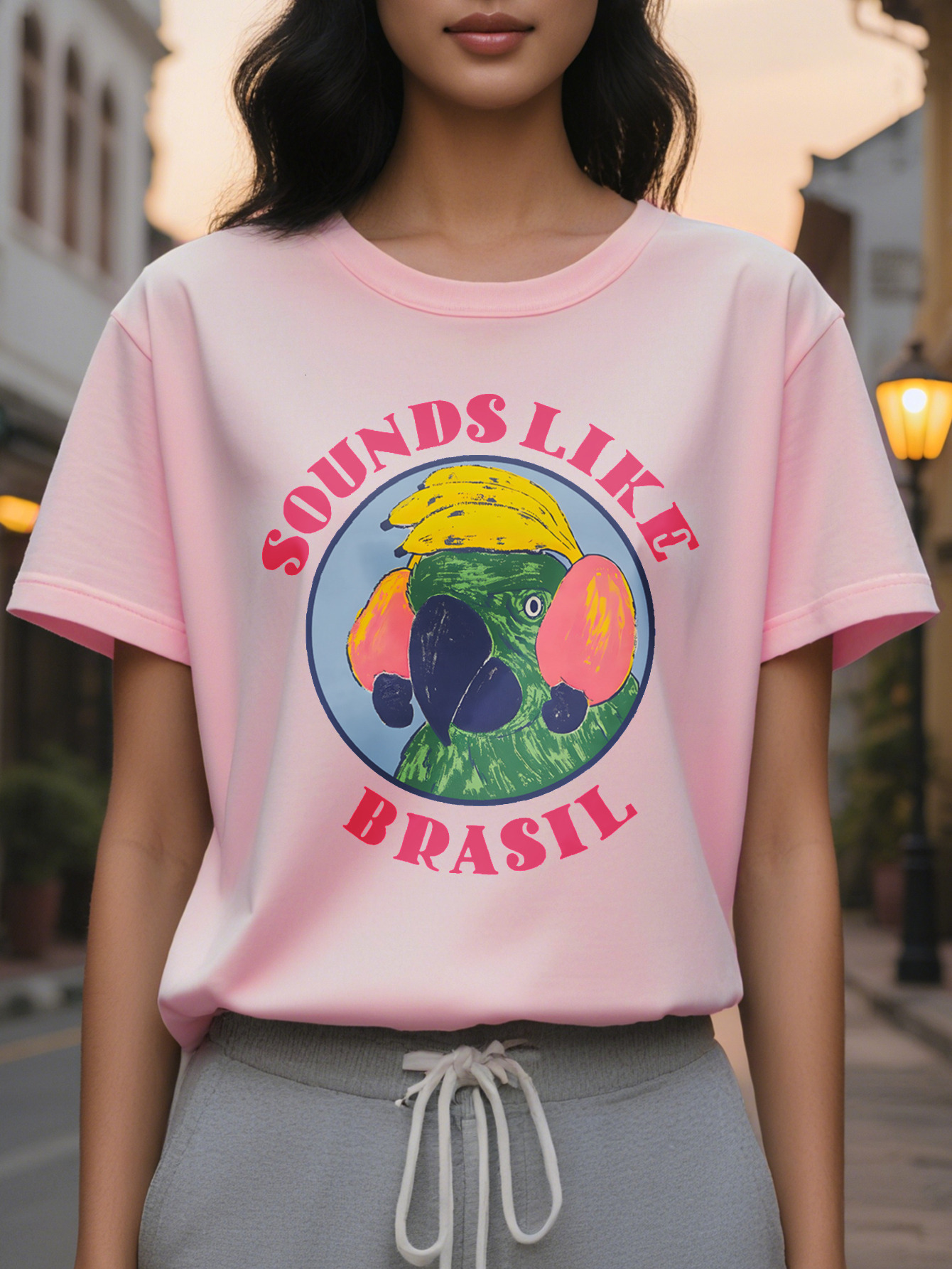 Women's casual letter print T-shirt, round neck, short sleeves, cotton, washable, perfect for summer