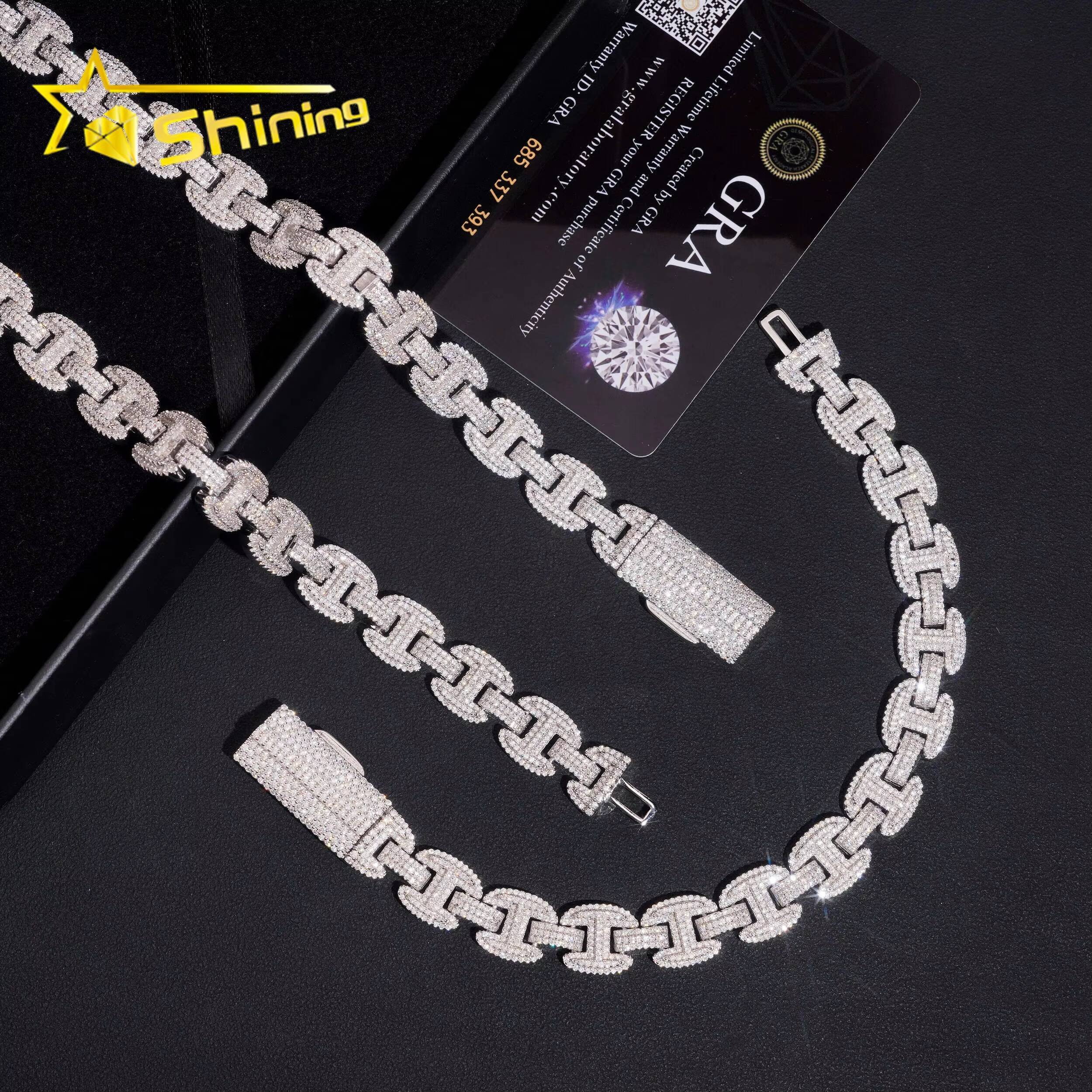 New Arrivals Hip Hop Jewelry Iced Out 12mm 925 Silver Moissanite Infinity Chain Diamond Cuban Link Chain Necklace