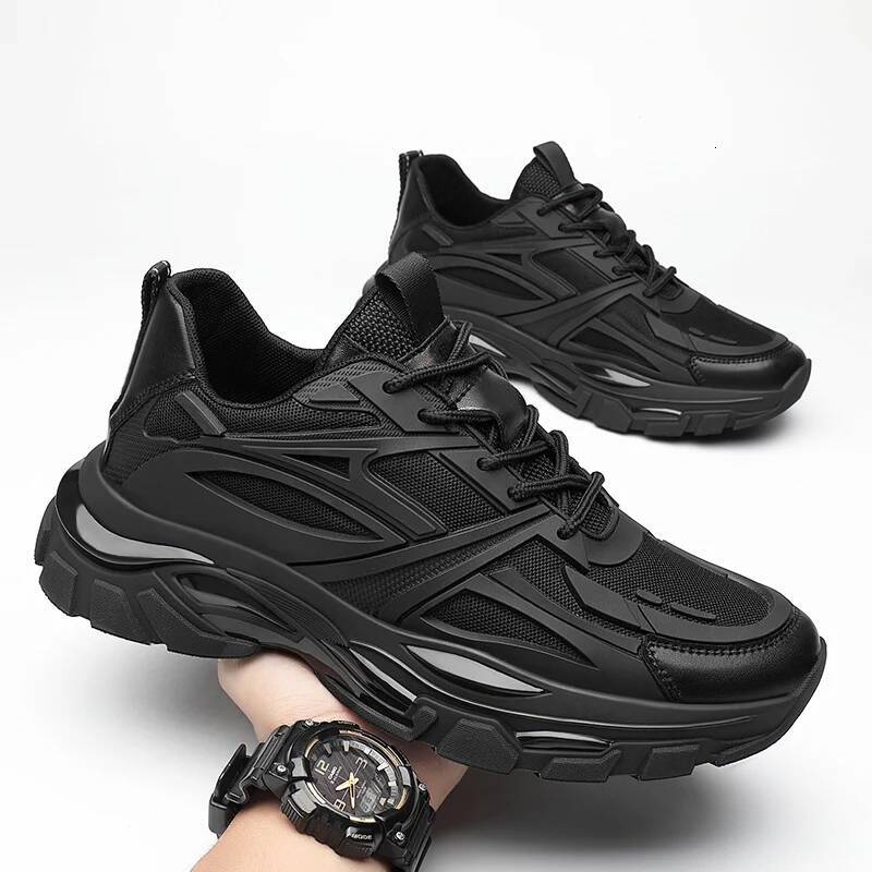 Winter Chunky Heightening Sneakers Man Genuine Leather Mesh Elevator Warm Thick Sole Lift Men Shoes Increase Insole 6-8CM ddmysaturn