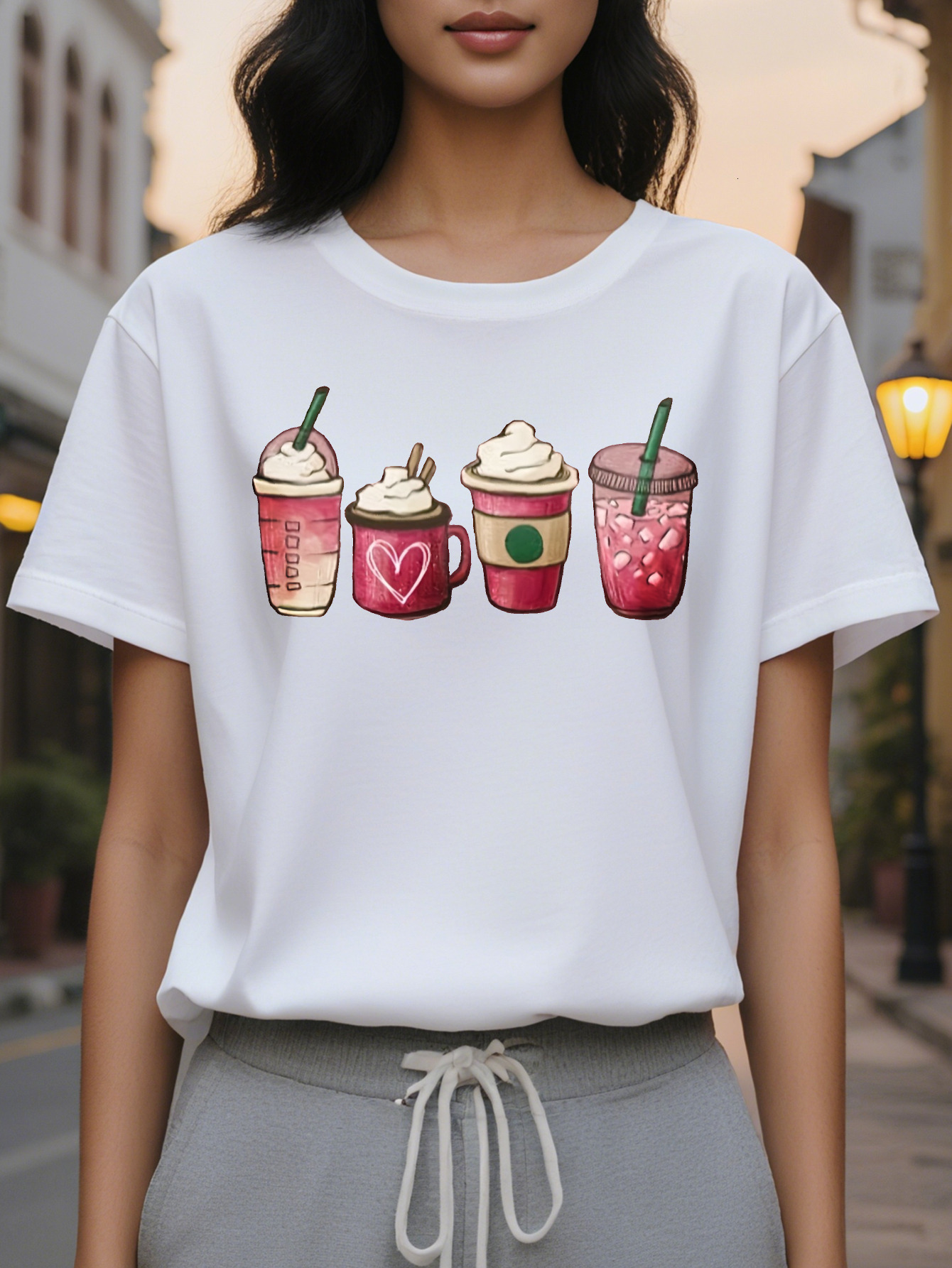 European and American Fashion Letter Print Round Neck T-Shirt