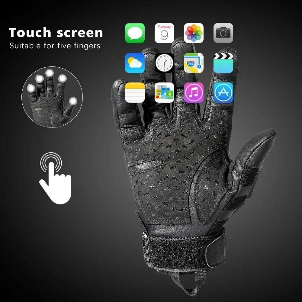 Tactical Gloves Pro Sports Gloves Touch Screen PU ather Outdoor Hunting Hiking Combat Airsoft Full Finger Shooting Glove MenXJ250904