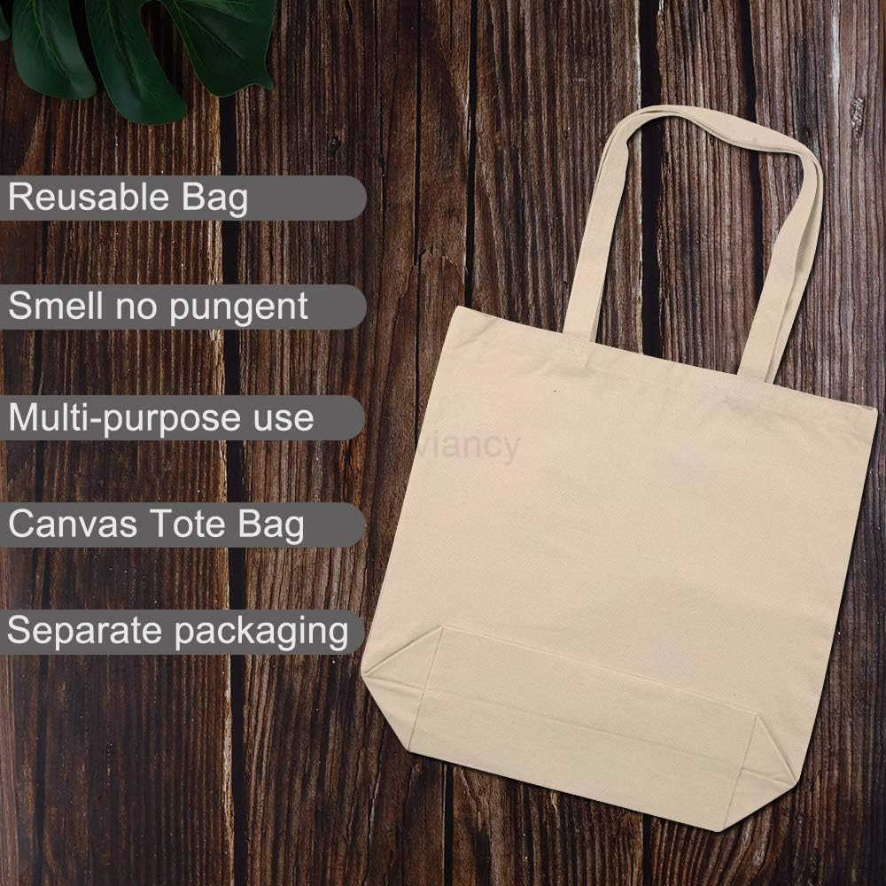 Canvas Tote Bags 2 Pcs MultiPurpose Reusable Bags Perfect for Grocery Shoppping DIY GiftsW250904