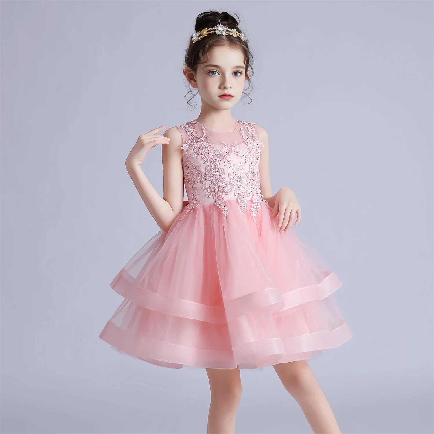 3-10 Years Baby Girls Princess Dress Summer Ball Gown Wedding Dress Piano Performance Costume Host Costume Childrens Clothing Z250904
