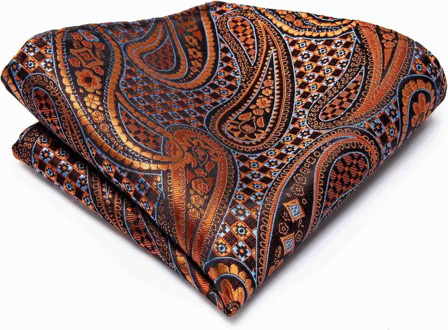 Men Silk Ties Set with Flower Lapel Pin Necktie Pocket Square Cufflinks for Tuxedo Wedding BusinessW250904