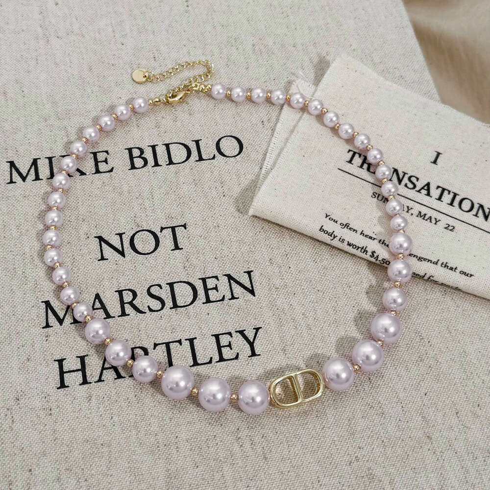 Nose Taro Color Shijia Pearl Beaded Necklace Light Elegant Personality Versatile Sweater Chain for Women