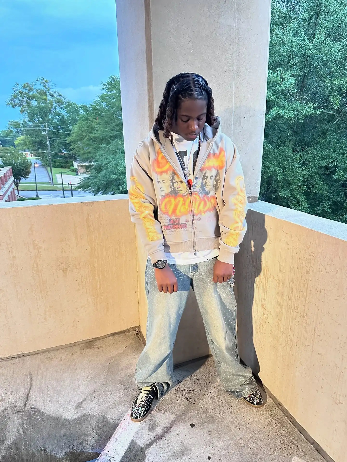 Y2K Gray Zip Hoodie Top Rank President Print Sweater Men Women Fashion Vintage Classic Hip Hop Streetwear Clothing Loose Jacket 250815