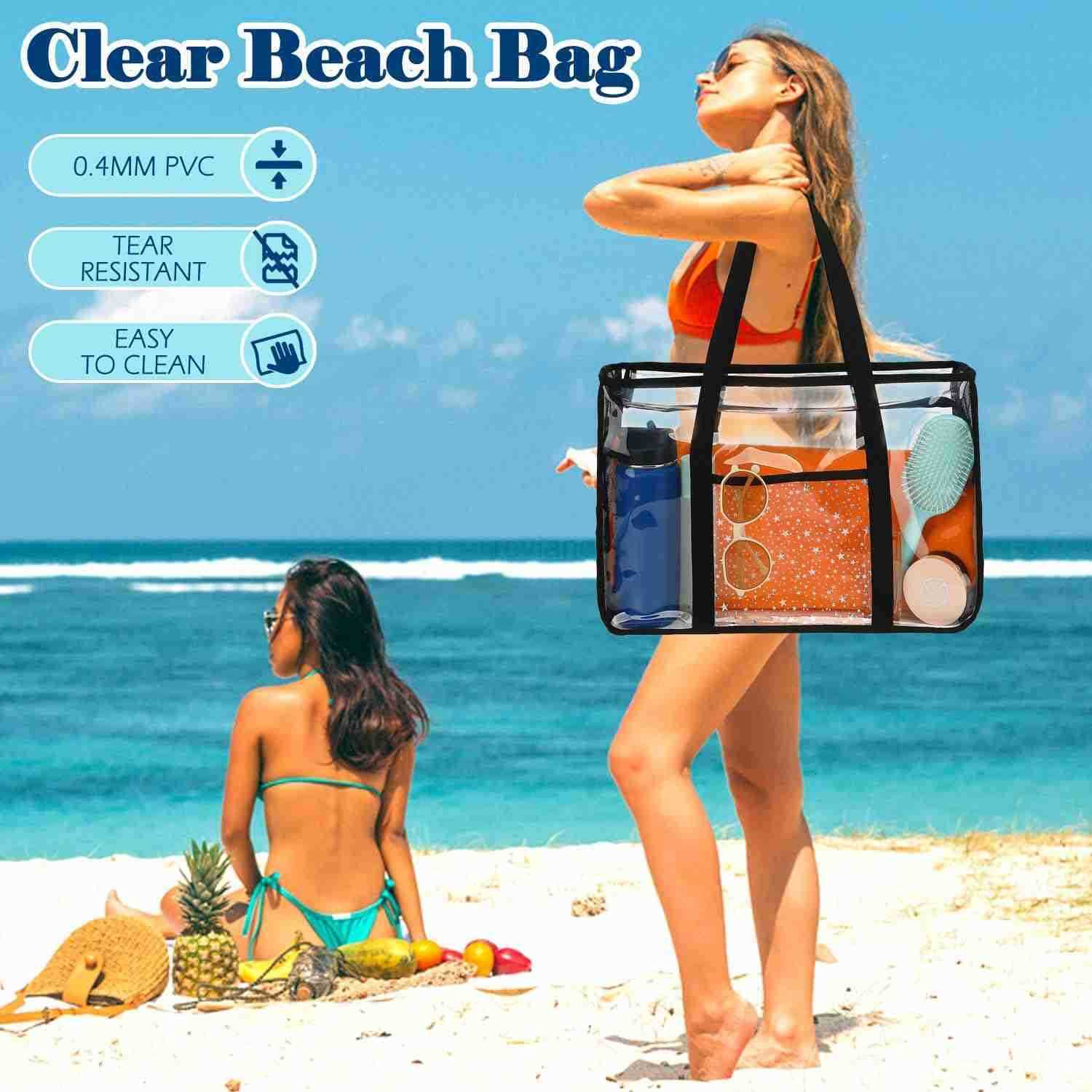 Bag for Women Large Pool Tote Cruise Vacation Essentials Zipper Closure Waterproof SandproofW250904