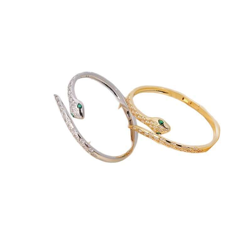 DH collections Non - Fading Open Snake - Shaped Electroplated Bracelet, Light Luxury Style, Trendy Ins - Style for Girls, Minimalist & Unique Bangle f