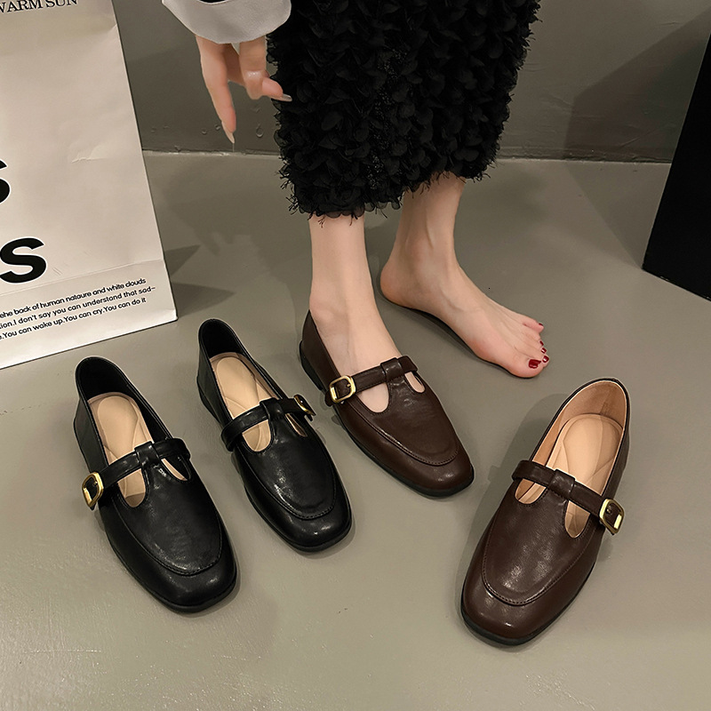 British women's leather shoes 2025 designer new single shoe fashion Mary Jane shoes Le Fu shoes