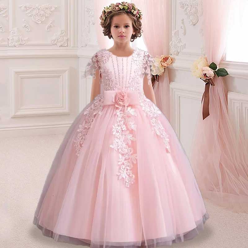 Flower Girl White Fluffy Childrens Wedding Dress Long Lace Party Evening Dress Elegant Girl 4-12 Years Old Childrens Clothing Z250904