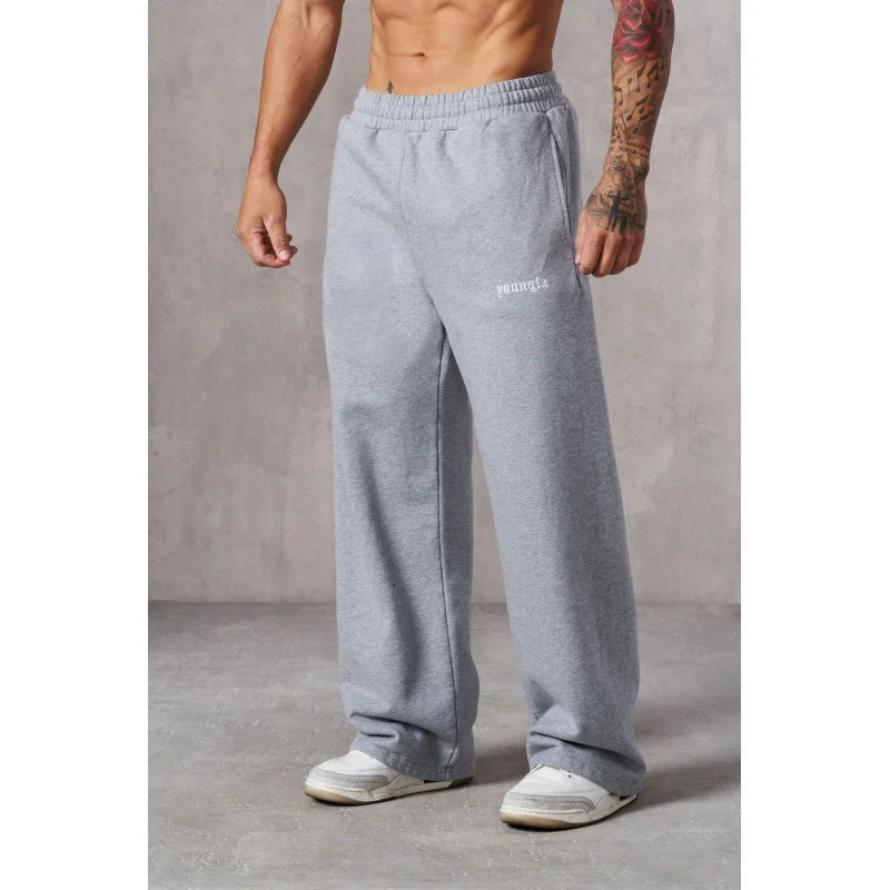 2025 American Style Mens Sports Pants Spring Autumn Outdoor Jogging Muscle Fitness Embroidered Straight Casual Long Pants 250903