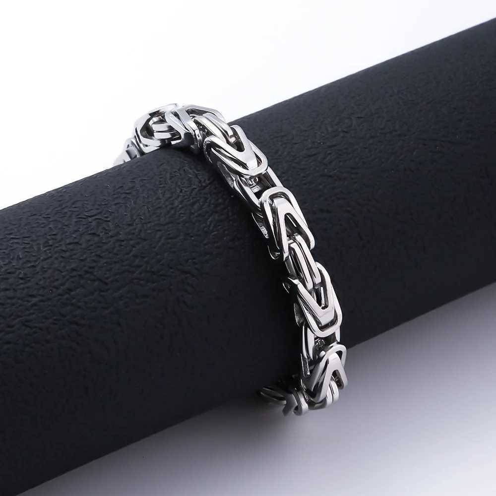 6mm Stainless Steel Emperor Chain Bracelet Simple Silver Color Men Bracelet Hip Hop Fion Jewelry Fion Gifts Accessories Y250904
