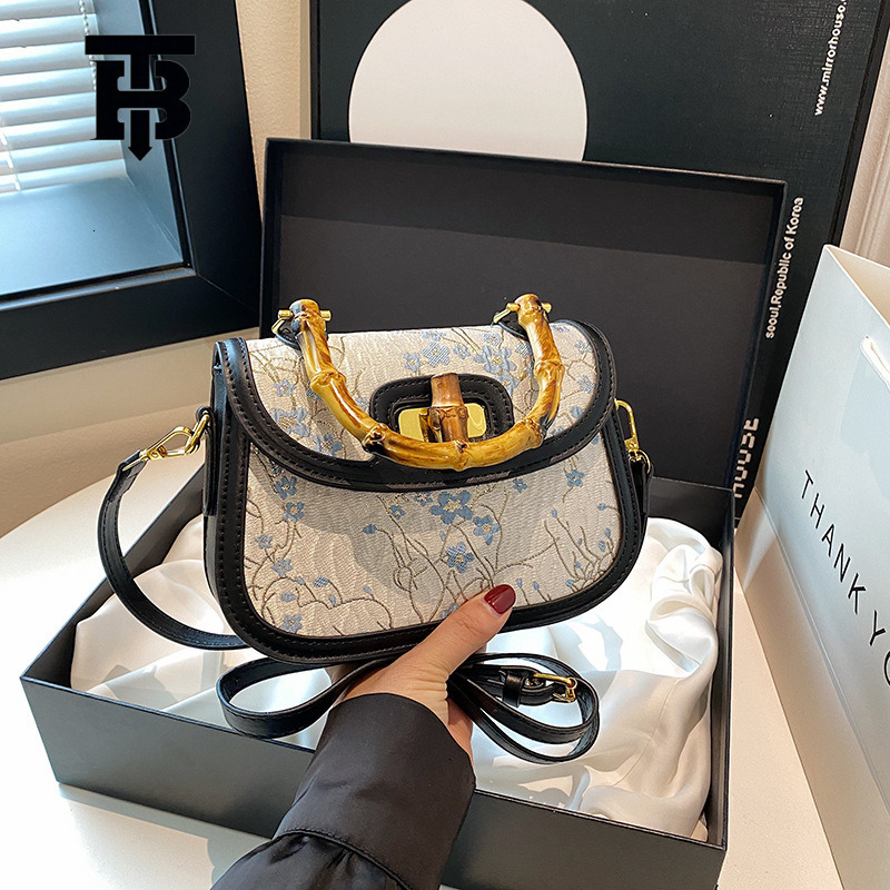 TB BHULAMTE Handbags Fashion Women's Bag Bamboo Knot Handbag Small Square Bag Designer S Bag 2025 Autumn Winter New Crossbody Shoulder Trendy Bag