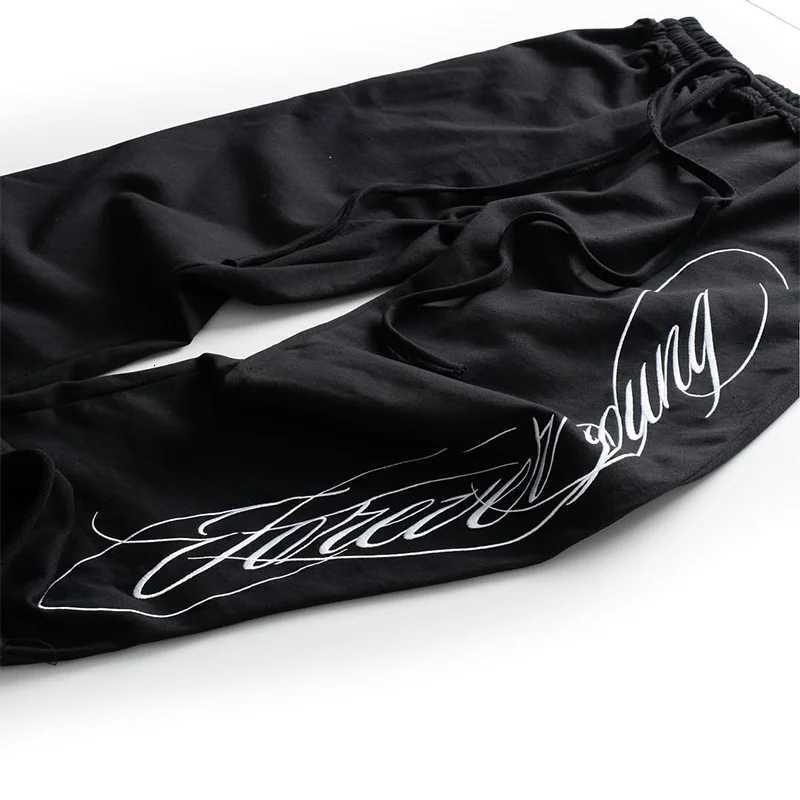 Y2K Hip Hop Loose Pants Fashion Graffiti Style Letters Printing Design Casual Drawstring Sweatpants Men Women Comfort StreetwearXJ250904