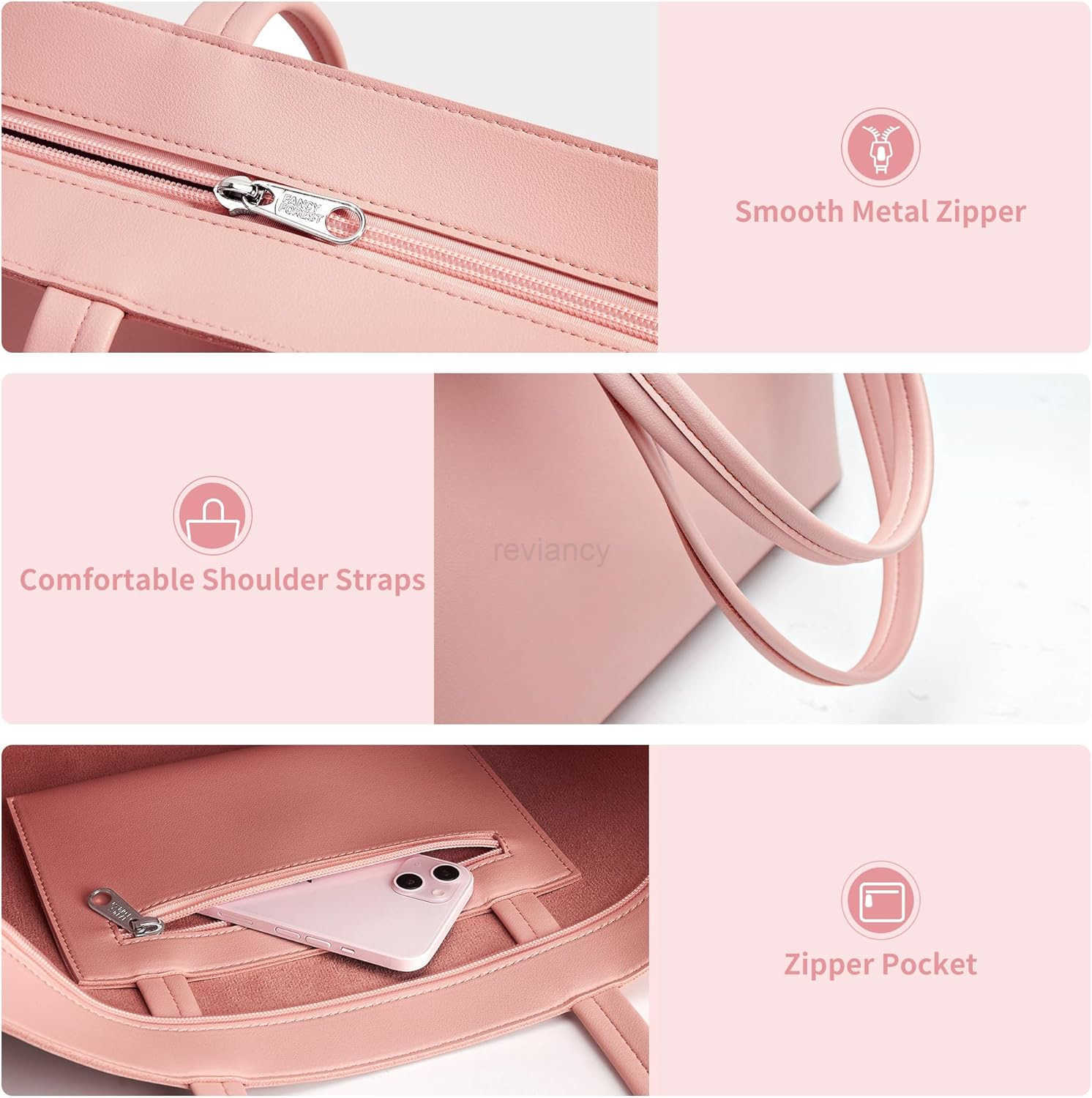 Tote Bag Zipper Shoulder Bag Faux Leather Purses Satchel for Women Casual Handbag Work Dating CollegeW250904