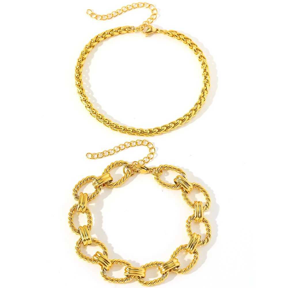 Stainless Steel Bracelet Set Minimalist New Popar Chain Atmospheric Bracelet For Women Jewelry Nonfading Highquality Gifts Y250904