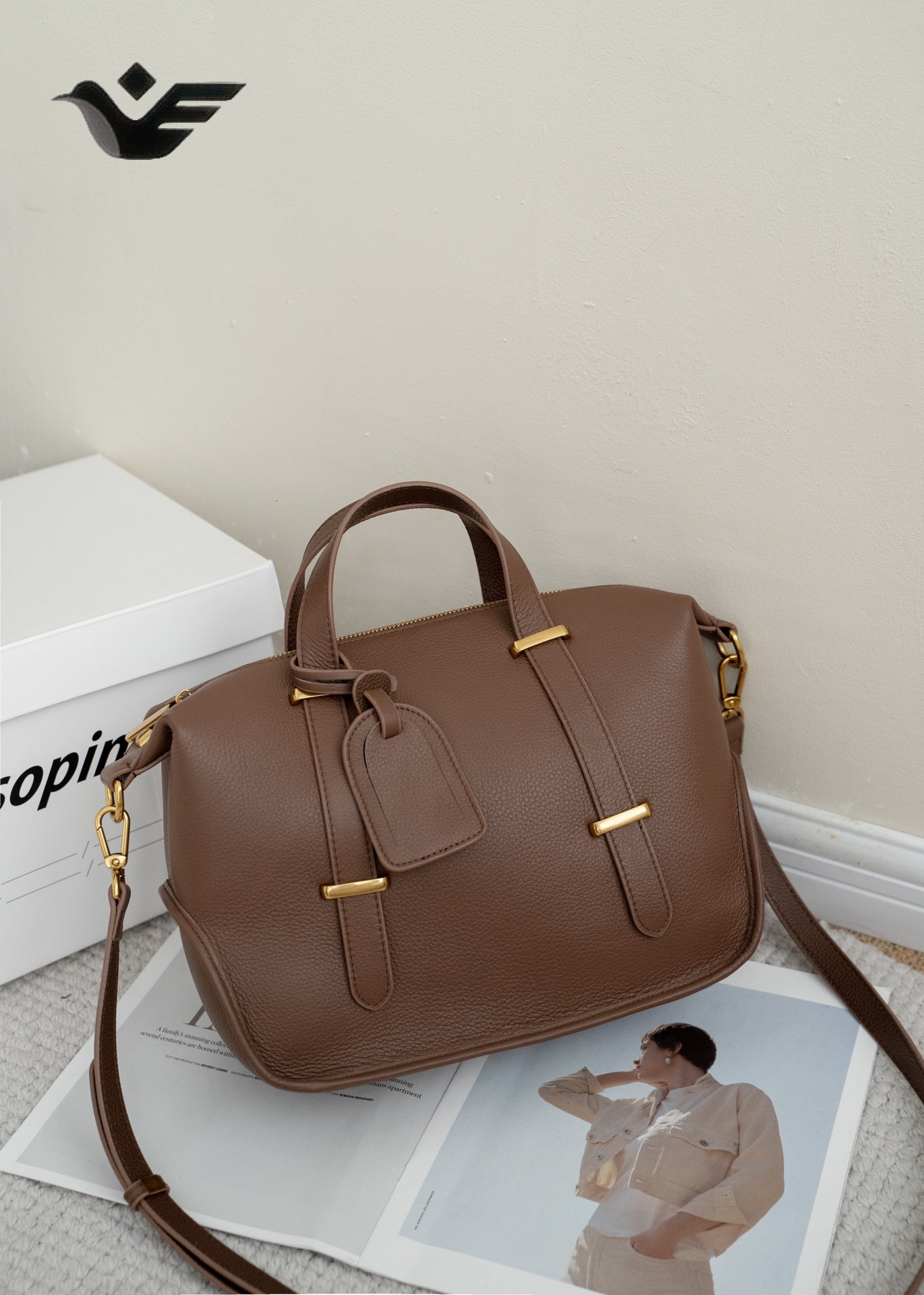 Feiyan Free Shipping New Designer Bag Luxury Shopping Bag Genuine Leather Women's Handbag Versatile Shoulder Crossbody Bag Light Luxury Large Cap