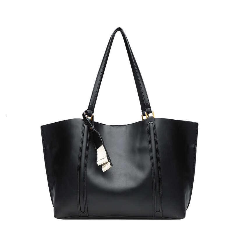 DHEssentials 2025 Summer New Women's European Style Retro Large Tote Bag Casual Handheld Big Capacity Single Shoulder Bag Brown Black