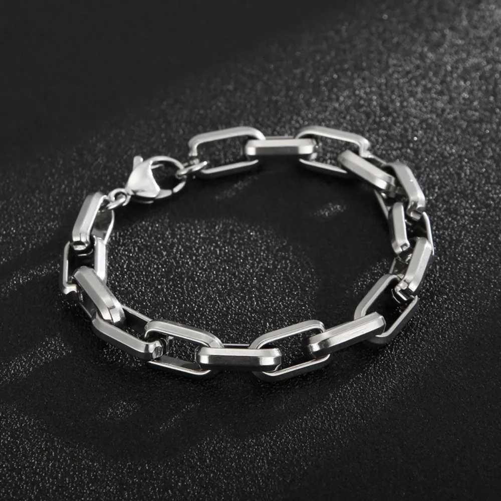 Mens Cuban Thick Chain Industrial Style Hiphop Punk Trendy Hand Stainless Steel Cross Chain Bracelet W250904