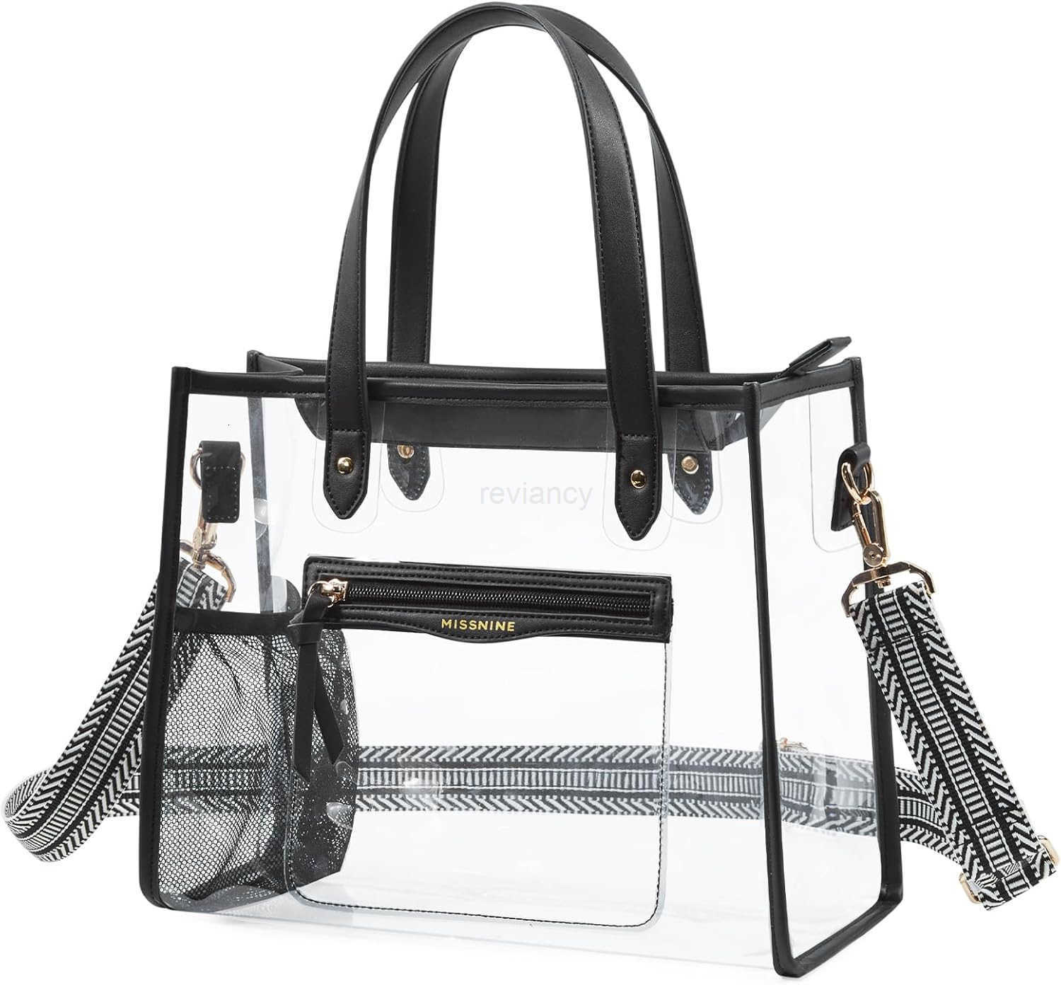 Clear Tote Bag for Women Thick PVC Clear Bag for Stadium Events with Guitar Strap Transparent for Concert BeachW250904