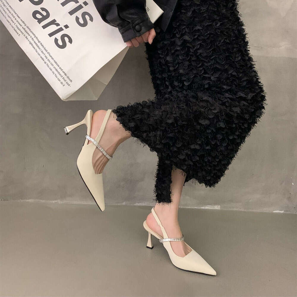 Stunning Sandals to Match Dress Black High Heels Evening Style Designer Shoe Rhinestone Women's 2025 Spring French Mary Jane Single Shoes