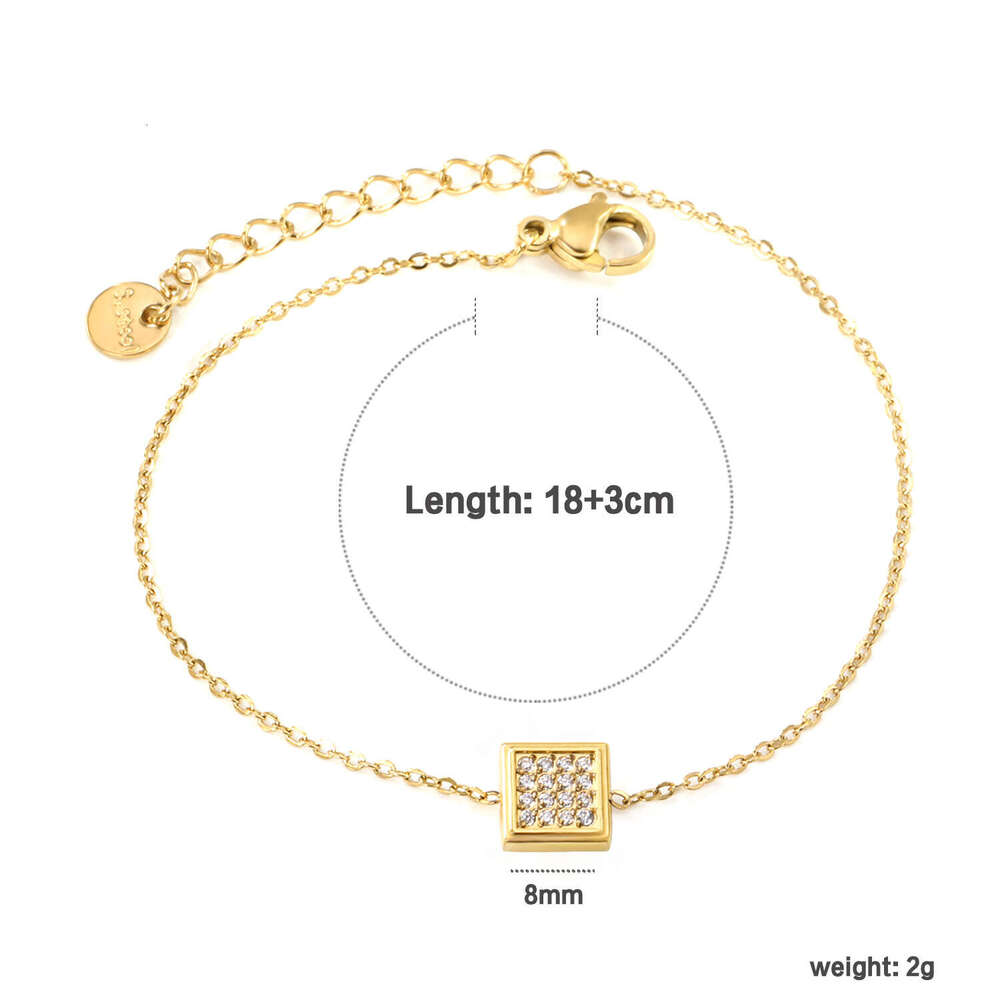 Light Style Zircon Fashion Trend Versatile Heart Oval Geometric Stainless Steel Bracelet for Women