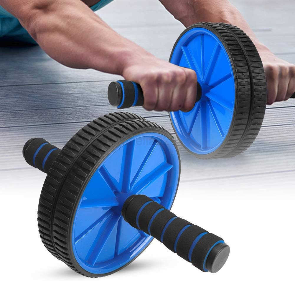 AB Roller Wheel Blue Dual Roller Abdominal Exerciser 18cm Diameter Sponge Roller Fitness Equipment for Effective Training and Core Workouts W250904