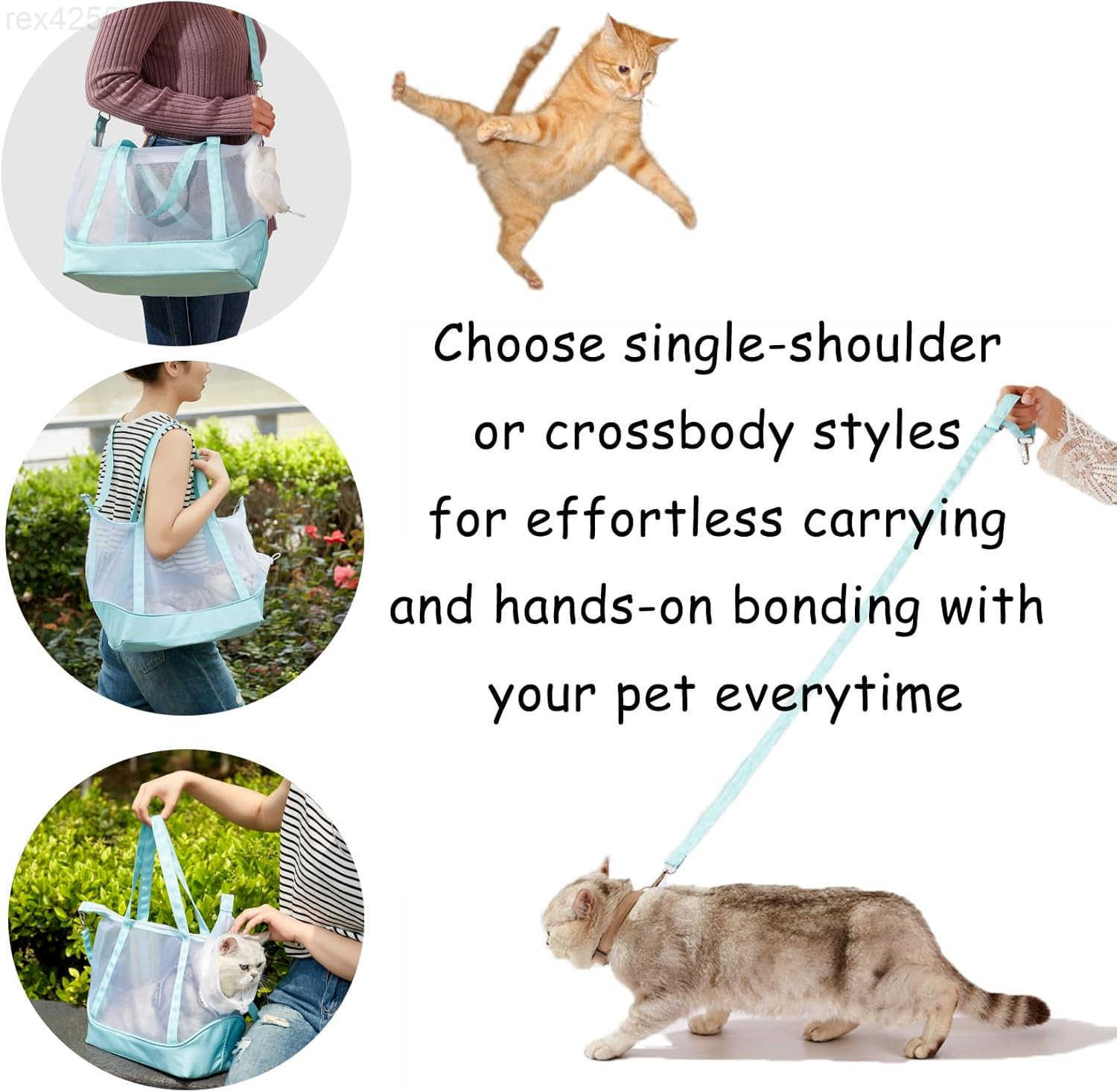 Cat Sling CarrierMesh Cat Carrier Pouch Lightweight Breathable Dog BagSoft Pet Purse Adjustable Window 2in1 Shoulder Strap for Small CatsDogs 311lbs B