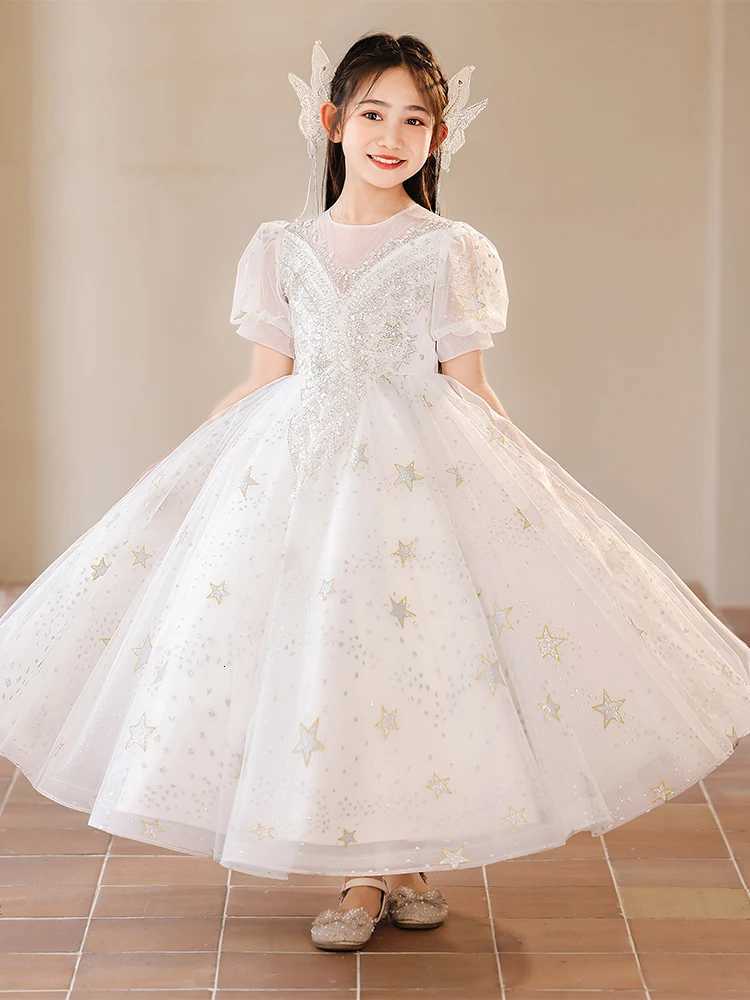 15-3 Years Old Teen Girls Fluffy Mesh Dresses for Wedding Flower Elegant Party Princess Prom Gown Children Pageant Tailored Long Dress Z250904