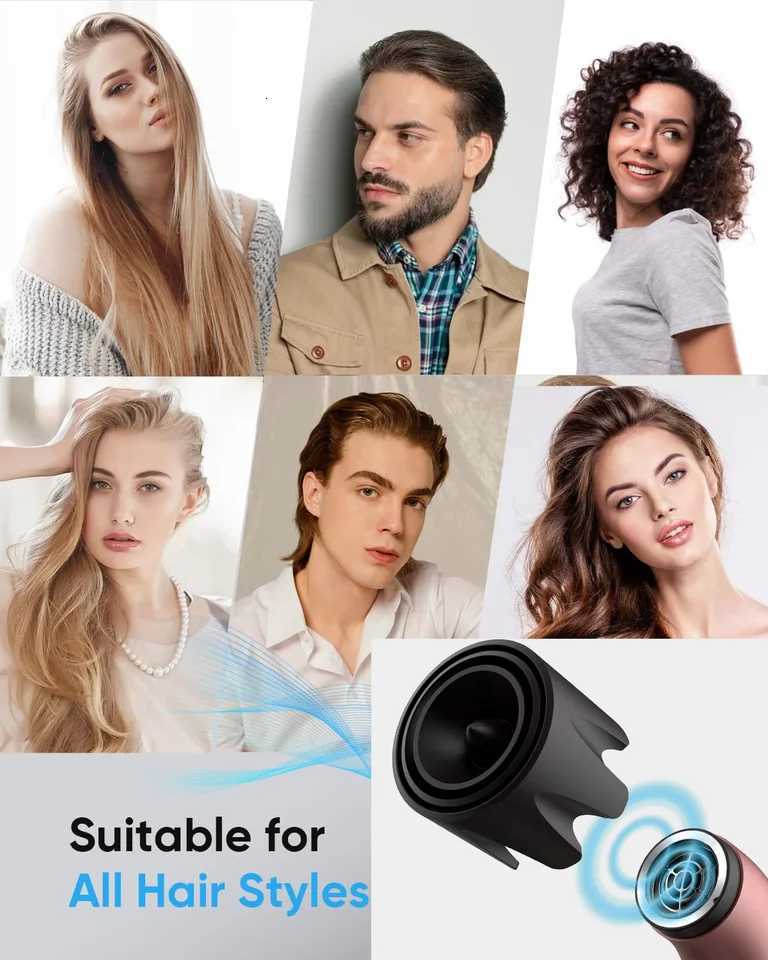 1400W pure original highpower hair dryer dries hair quickly lightweight body low noise comes with various types of nozzlesW250904