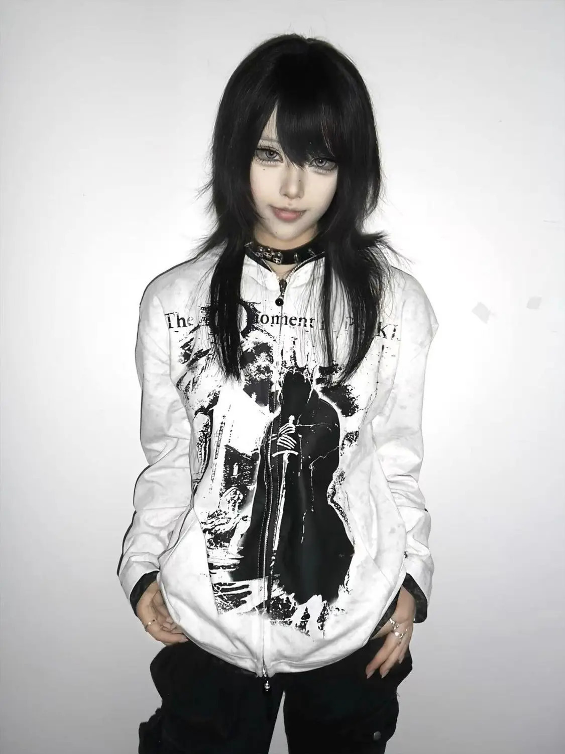 American vintage cardigan longsleeved sweater y2k unisex subculture punk hooded trendy Insworthy autumn and winter 250904