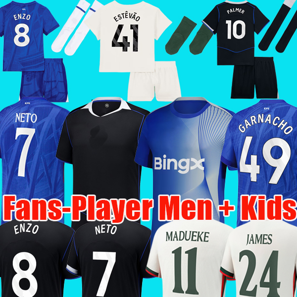 25 26 soccer jersey ENZO NETO DELAP PALMER Jackson Disasi Fernandez Mudryk JAMES football shirt men kids set 2025 third Pre Match Top Garnacho