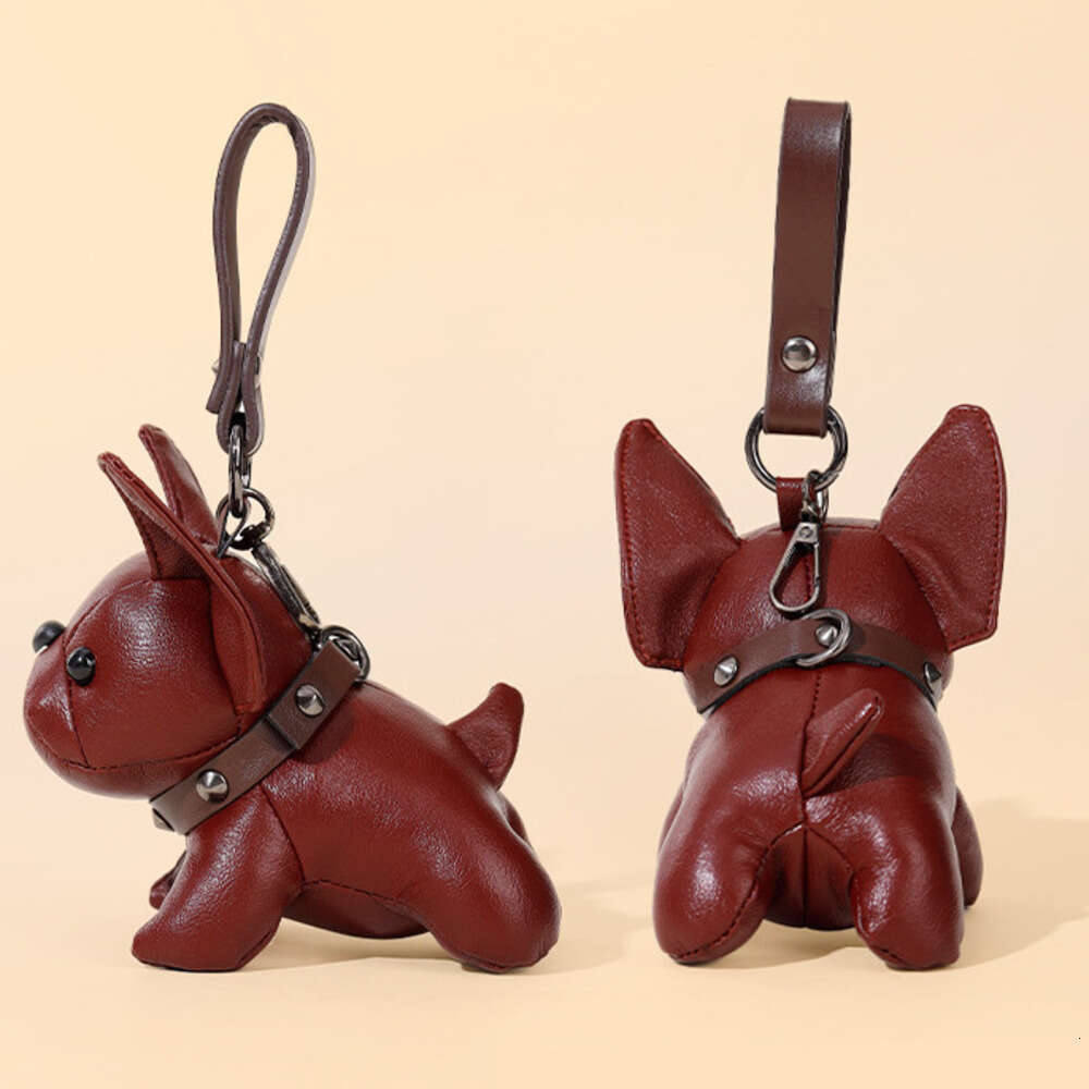 DHEssentials 2025 French Bulldog Keychain Leather Plush Pendant Mini Doll Backpack Charm Birthday Gift