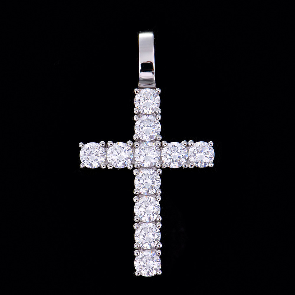 Wholesale 925 Silver Moissanite Cross Pendants Hip Hop Jewelry in Stock Men Women Iced Out Fashion Cross Charms Pendant