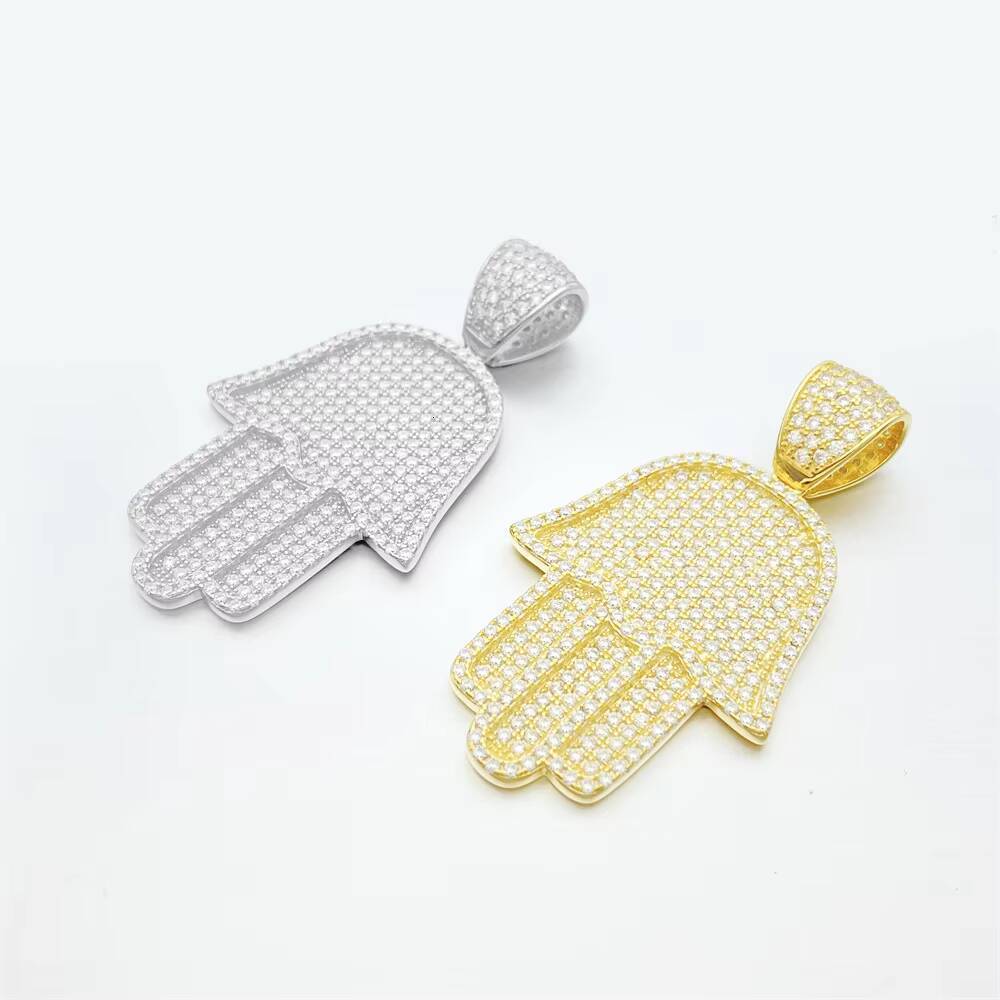 In Stock Couple Sterling Silver Pendant Rhinestone Moissanite Hand Pendant