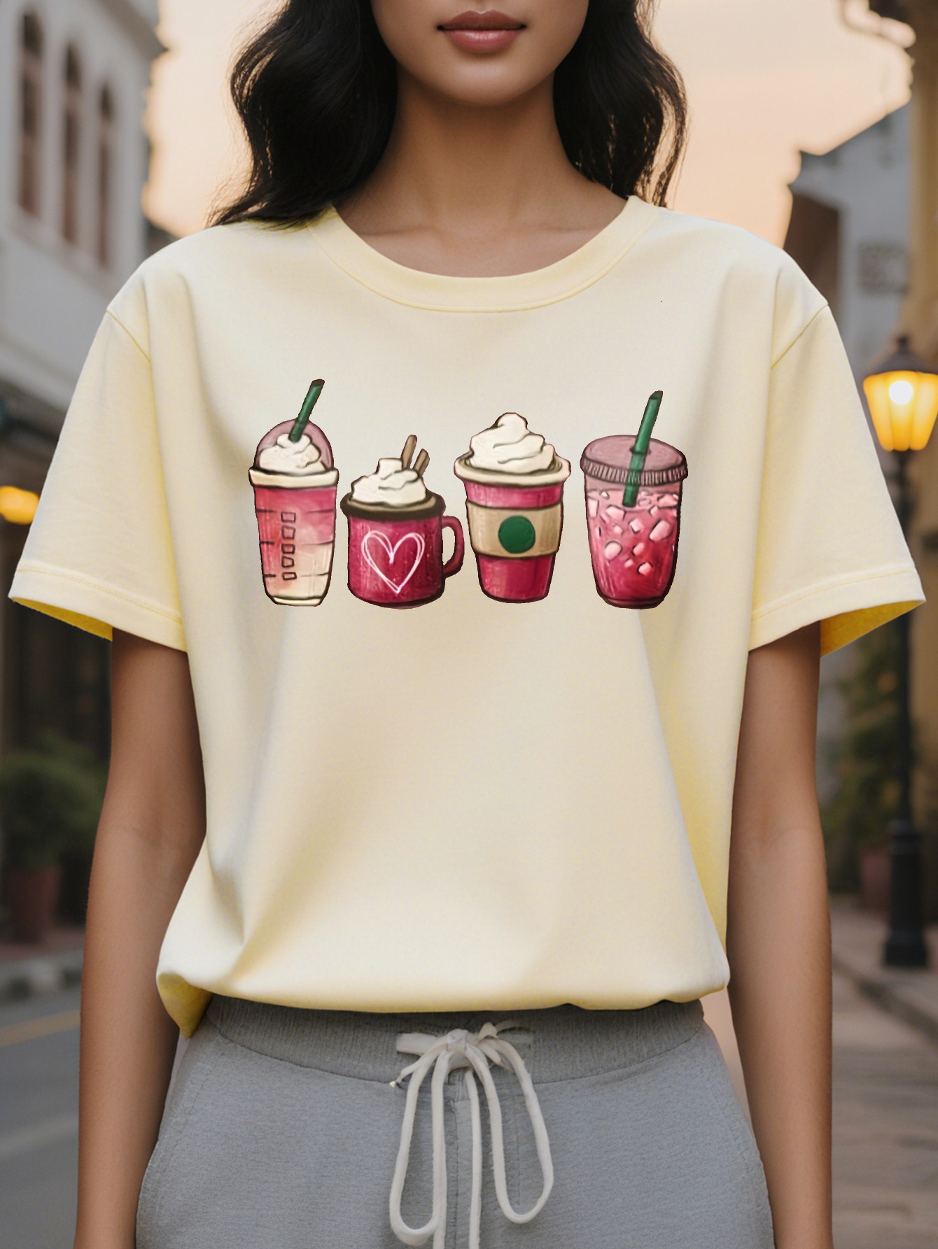 European and American Fashion Letter Print Round Neck T-Shirt