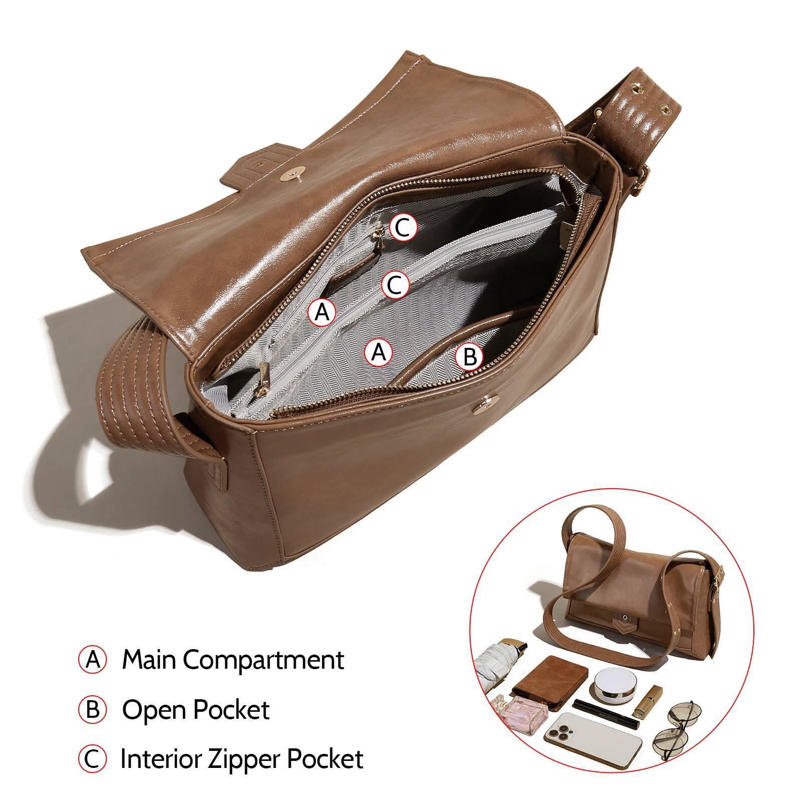 FOXER 2025 Autumn Winter New Women's Shoulder Simple Large Tote Split Leather + PU Female Soild Crossbody Bag Purse