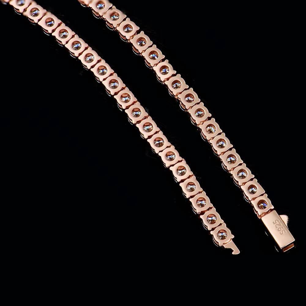 2843ct Lab Diamond Necklace Rose Gold Plated S925 Sterling Silver 4mm Round Cut D Color Moissanite Necklace Valentines Gift