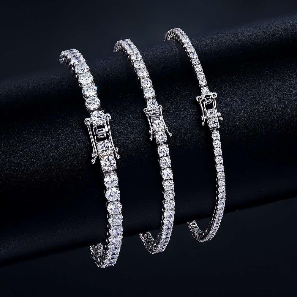 Wholesale Custom Men Women 2 3 4mm Hiphop Jewelry Iced Out Real 14k White Gold Jewelry Hpht Lab Grown Diamond Tennis Bracelet