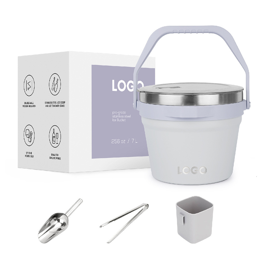 304 Stainless Steel Water Bottle 7L Outdoor Portable Vacuum Cube Bar KTV Ice Beer Red Wine Champagne Bucket