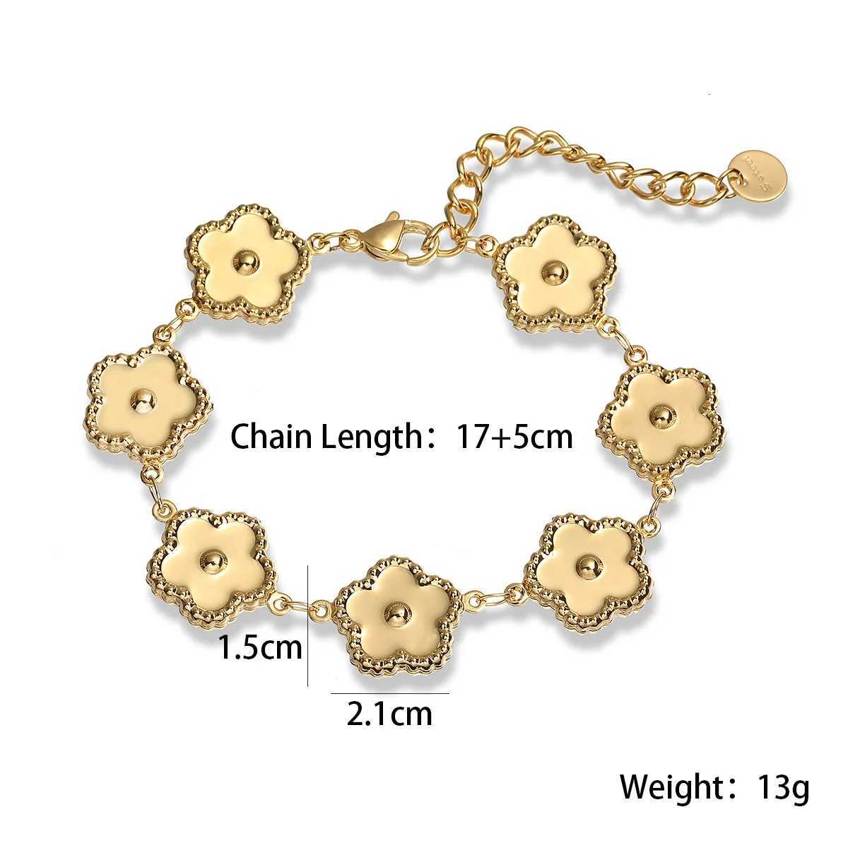 2025 New Arrival Fashion Gold Color Stainl Steel Flower Charm Bracelet For Women Party Jewelry GiftXJ250904