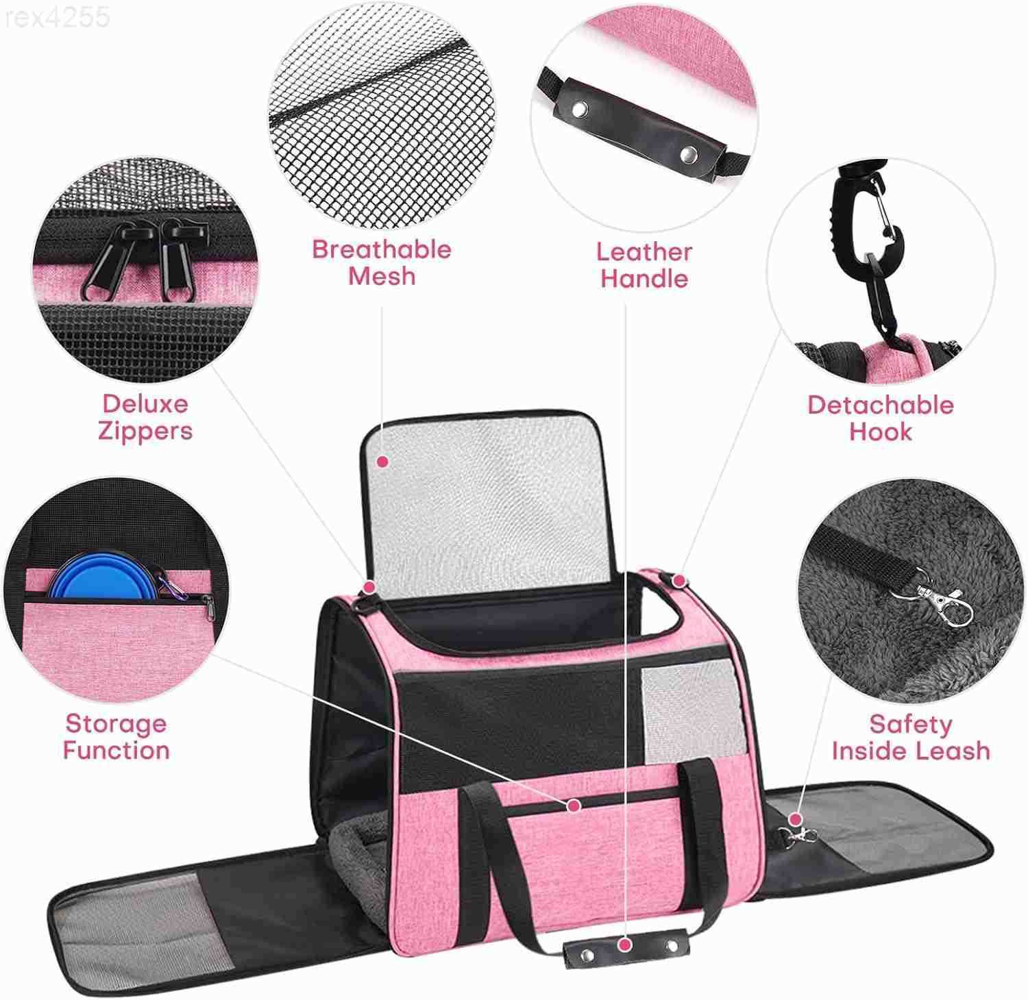 Large Cat Carrier SoftSided AirlineApproved Pet Carrier Bag with Top Opening Portable Travel Carrier for Big Cats Dogs Up to 20lbs Safety Zippers Coll