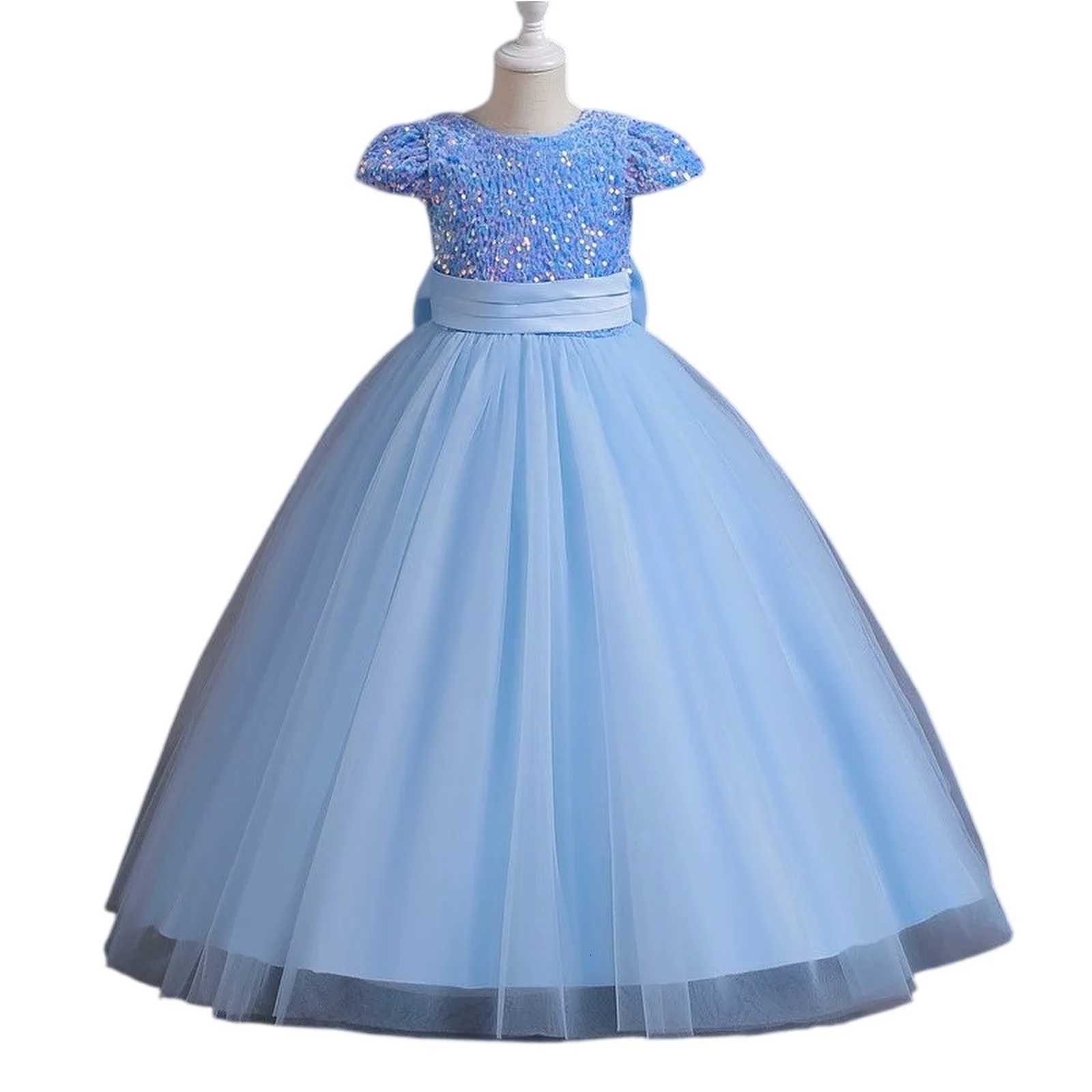 5 10 14 Years Children Evening Dresses Elegant Girls Dress Bridesmaid Sequin Long Princess Dresses Flower Elite Girl Formal Gowns Z250904
