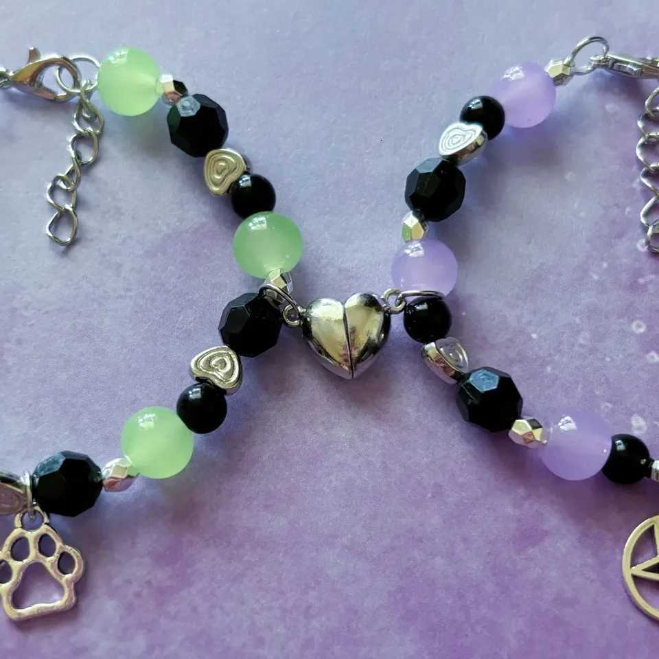 Raven and Beast Boy matching Bracelet for friends couples gothic Valentines Day gift green purple teenage Emo HalloweeXJ250904