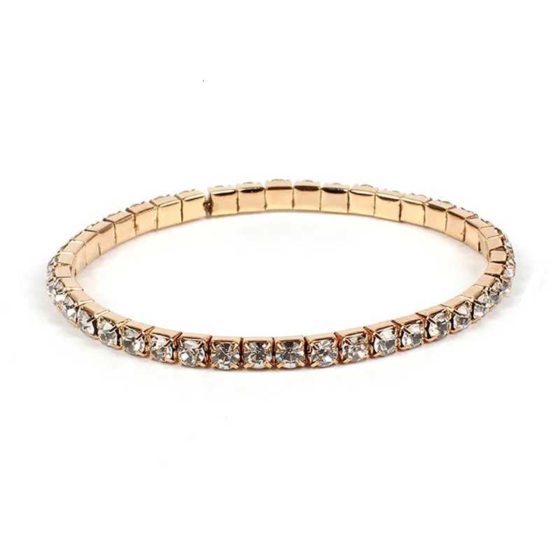 L003 CZ Crystal Pulsera Bangle Stretch Bling Single Row Rhinestones Bracelets For Women Elasticity Wedding Bridal Gift JewelryXJ250904