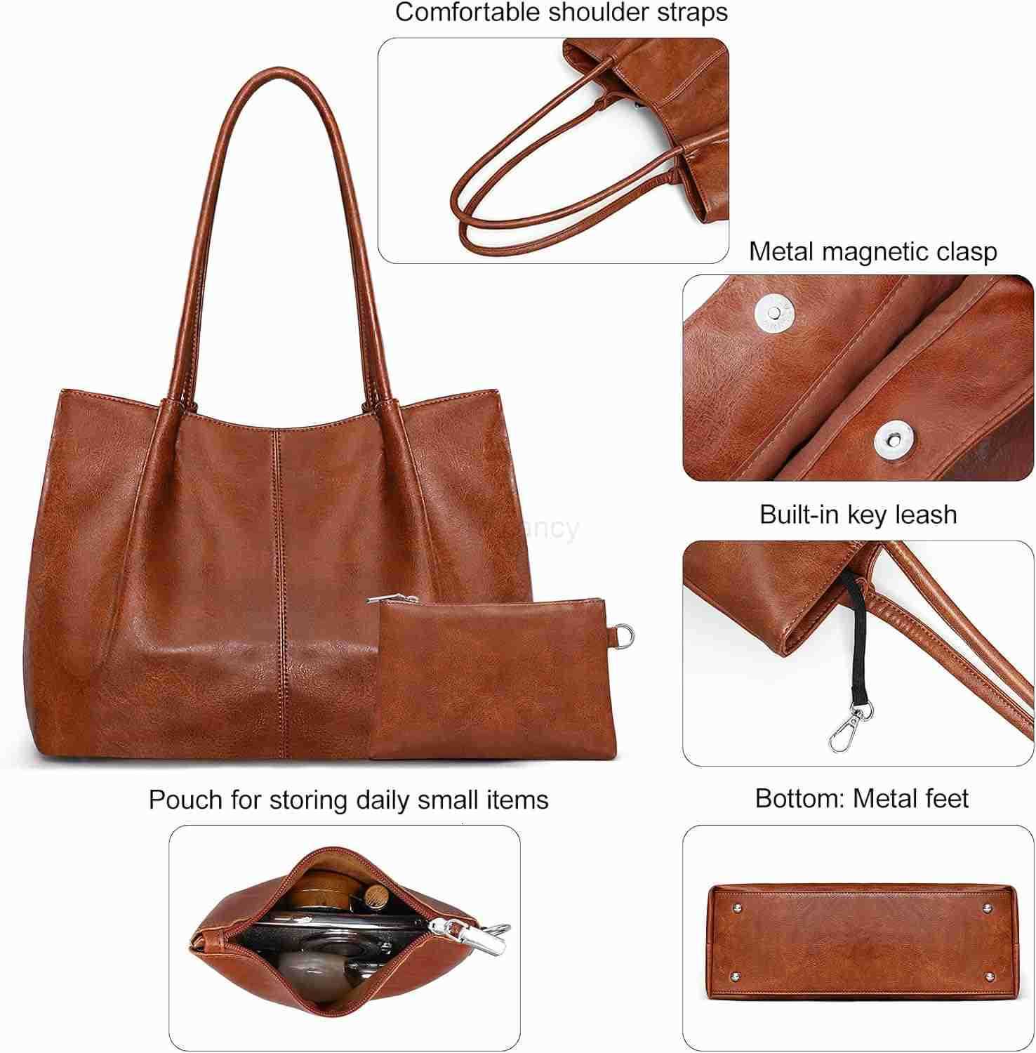 Large Tote Bag for Women Work Vegan Leather 16L Ladies Handbags Womens Big Purses Shoulder for TravelW250904