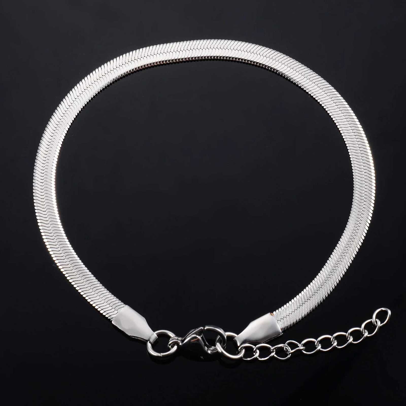 Women Men Bracelet Blade Chain for Hand Foot Stainless Steel Bangle with Extension Ankle Anklet Jewelry Making Accessories Gift W250904